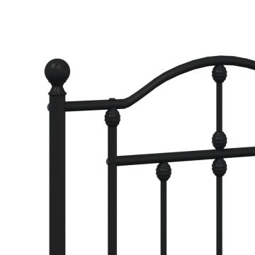 Black Metal Bed Frame with Headboard & Footboard - 140x190 cm