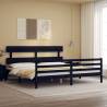 Bed Frame with Headboard Black 200x200 cm Solid Wood Colour black Size 200 x 200 cm Model low 