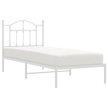 White Metal Bed Frame with Headboard 90x200 cm | HipoMarket