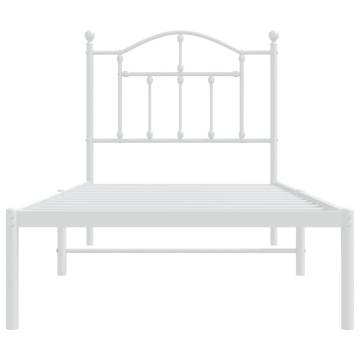 White Metal Bed Frame with Headboard 90x200 cm | HipoMarket