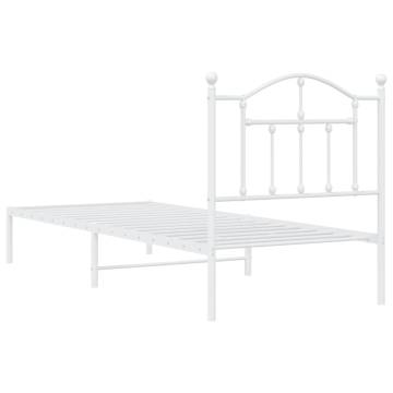 White Metal Bed Frame with Headboard 90x200 cm | HipoMarket