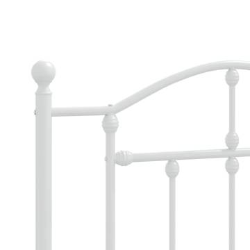 White Metal Bed Frame with Headboard 90x200 cm | HipoMarket