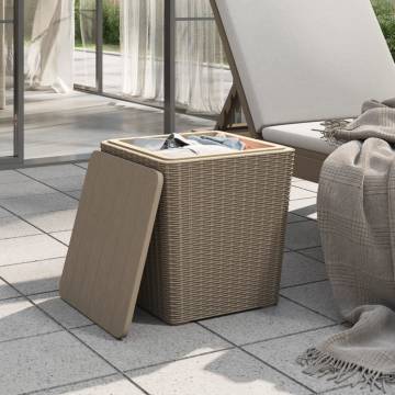 Stylish Garden Table with Removable Lid - Light Brown Polypropylene