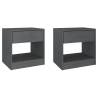 Grey Bedside Cabinets Set - 2 pcs Solid Pinewood | HipoMarket