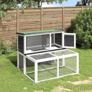 Rabbit Hutch Grey - 102x90x84.5 cm Solid Wood Pine | Hipo Market