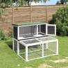 Rabbit Hutch Grey - 102x90x84.5 cm Solid Wood Pine | Hipo Market