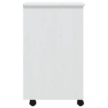 MOSS White Solid Wood Pine Rolling Cabinet with Drawers