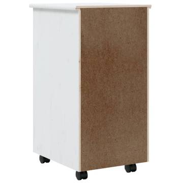 MOSS White Solid Wood Pine Rolling Cabinet with Drawers