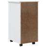 MOSS White Solid Wood Pine Rolling Cabinet with Drawers