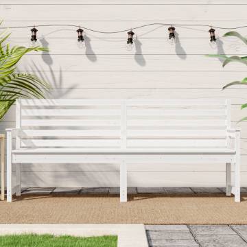 Garden Bench White Solid Pine 203.5x48x91.5 cm - Hipo Market