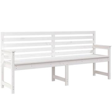 Garden Bench White Solid Pine 203.5x48x91.5 cm - Hipo Market