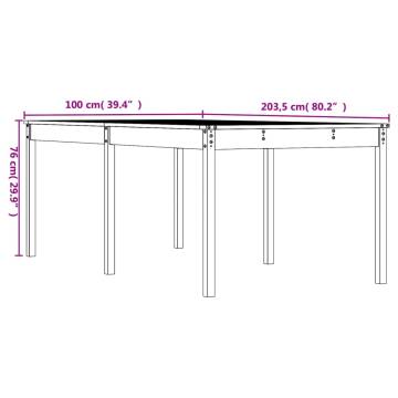 Garden Table 203.5x100x76 cm - Solid Pine Furniture for Outdoors