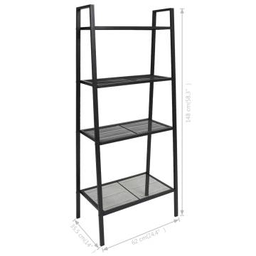 Ladder Bookcase 4 Tiers Metal Black - Stylish Storage Solution