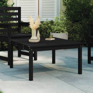 Elegant Black Garden Table - Solid Pine Wood 82.5x82.5x45 cm