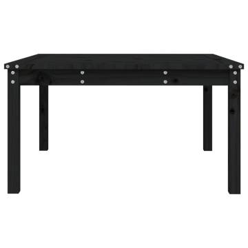 Elegant Black Garden Table - Solid Pine Wood 82.5x82.5x45 cm