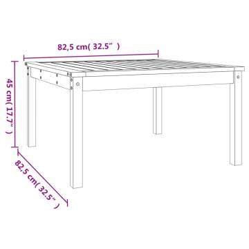 Elegant Black Garden Table - Solid Pine Wood 82.5x82.5x45 cm