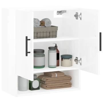 High Gloss White Wall Cabinet - Stylish Storage Solution