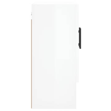 High Gloss White Wall Cabinet - Stylish Storage Solution