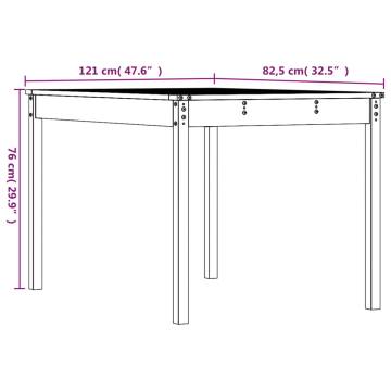 Garden Table 121x82.5 cm - Solid Douglas Wood Outdoor Furniture