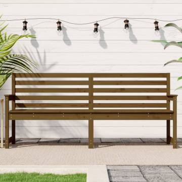 Garden Bench Honey Brown - Solid Pine Wood - 203.5x48x91.5 cm