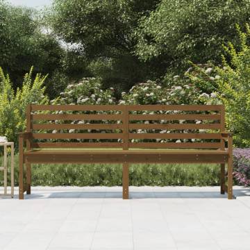 Garden Bench Honey Brown - Solid Pine Wood - 203.5x48x91.5 cm