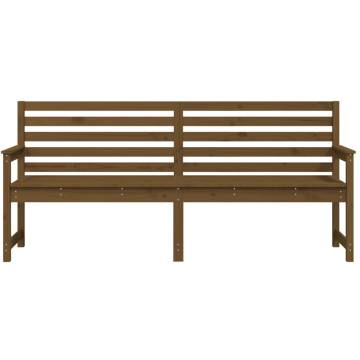 Garden Bench Honey Brown - Solid Pine Wood - 203.5x48x91.5 cm