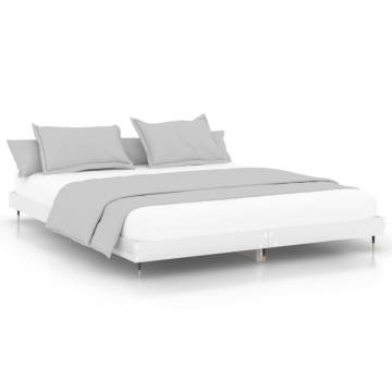 High Gloss White Bed Frame 200x200 cm - Durable & Stylish