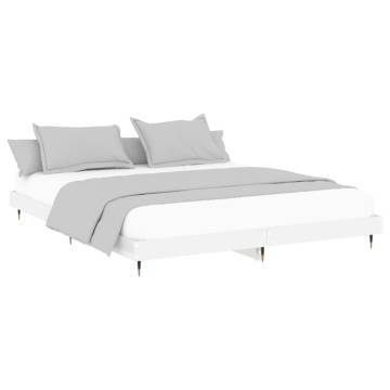 High Gloss White Bed Frame 200x200 cm - Durable & Stylish