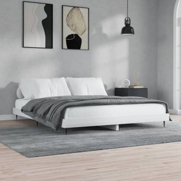 High Gloss White Bed Frame 200x200 cm - Engineered Wood