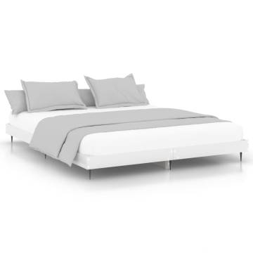 High Gloss White Bed Frame 200x200 cm - Engineered Wood