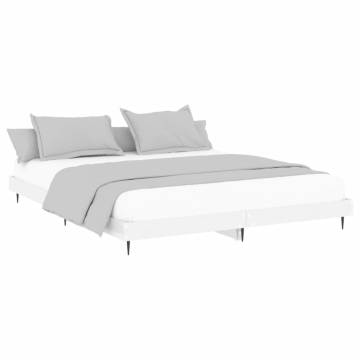 High Gloss White Bed Frame 200x200 cm - Engineered Wood