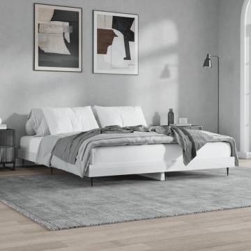 High Gloss White Bed Frame 200x200 cm - Engineered Wood