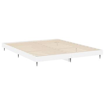 High Gloss White Bed Frame 200x200 cm - Engineered Wood