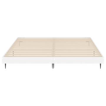 High Gloss White Bed Frame 200x200 cm - Engineered Wood