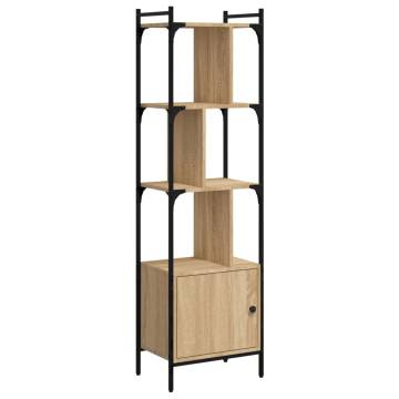 Stylish Bookcase with Door - Sonoma Oak - 44.5x30x154.5 cm