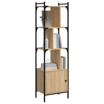 Stylish Bookcase with Door - Sonoma Oak - 44.5x30x154.5 cm