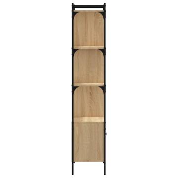 Stylish Bookcase with Door - Sonoma Oak - 44.5x30x154.5 cm