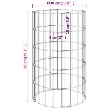 Circular Gabion Pole Galvanised Steel Ø30x50 cm - Durable Border