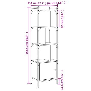 Stylish Bookcase with Door - Sonoma Oak - 44.5x30x154.5 cm