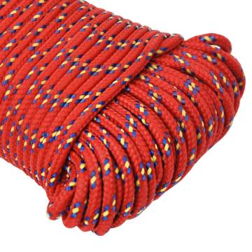 Boat Rope Red 3mm 250m - Durable Polypropylene for Boating