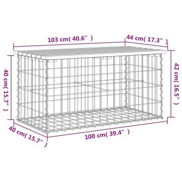 Garden Bench Gabion Design - Solid Wood Douglas 103x44x42 cm