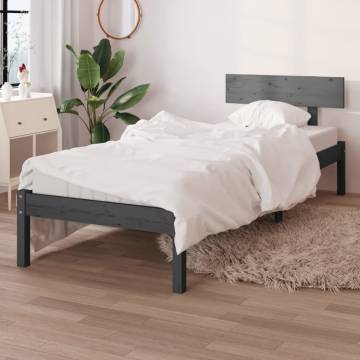 Grey Solid Wood Pine Bed Frame 100x200 cm | Hipomarket