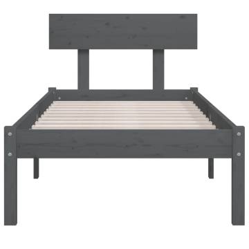 Grey Solid Wood Pine Bed Frame 100x200 cm | Hipomarket