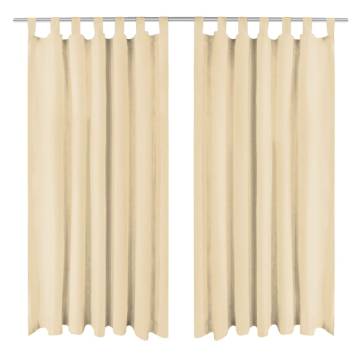 Micro-Satin Curtains 2 pcs 140x225 cm Beige - HipoMarket