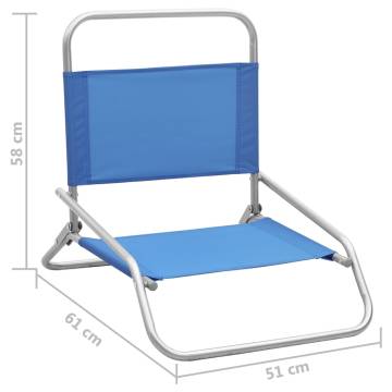 Folding Beach Chairs 2 pcs - Blue Fabric | HipoMarket