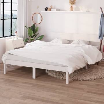 White Solid Wood Pine Bed Frame 135x190 cm - Modern Comfort