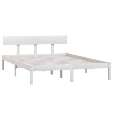 White Solid Wood Pine Bed Frame 135x190 cm - Modern Comfort