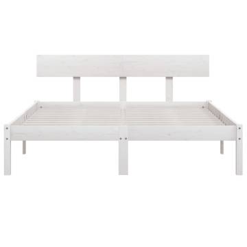 White Solid Wood Pine Bed Frame 135x190 cm - Modern Comfort