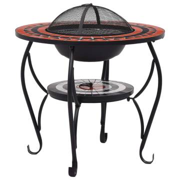 Mosaic Fire Pit Table - Terracotta & White - 68 cm Ceramic