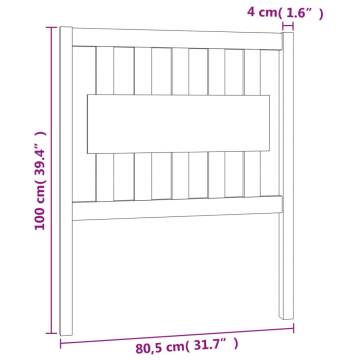 Grey Solid Wood Bed Headboard - 80.5x4x100 cm